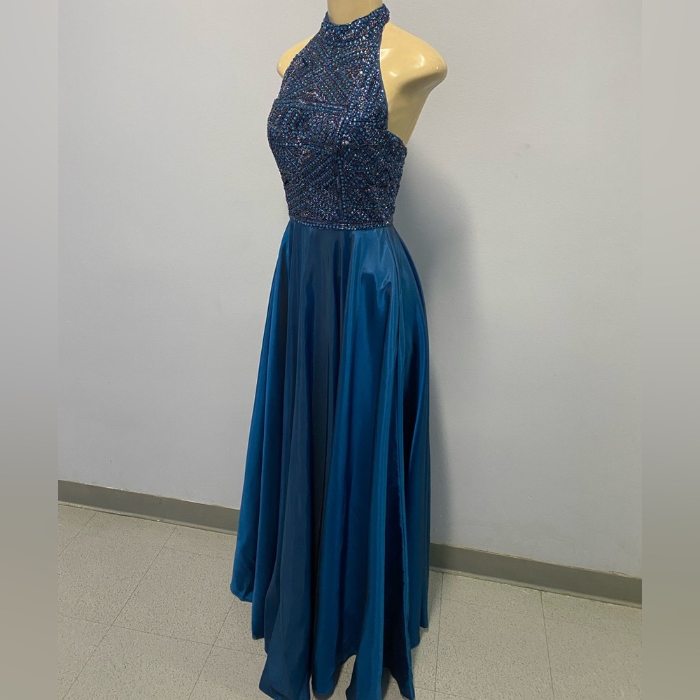NWT Sherri Hill Elegant Blue Evening Gown Size 4 (Style # 98316) - Picture 2 of 11